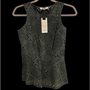 BB Dakota NWT Vegan Leather cut-out top sage colored sz xs